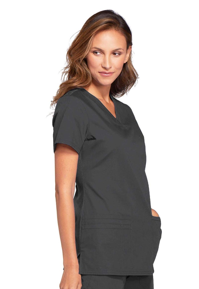 Cherokee V-Neck Womens Scrubs Top Workwear Originals with Rib-Knit Back Panels WW645, S, Pewter - Image 5